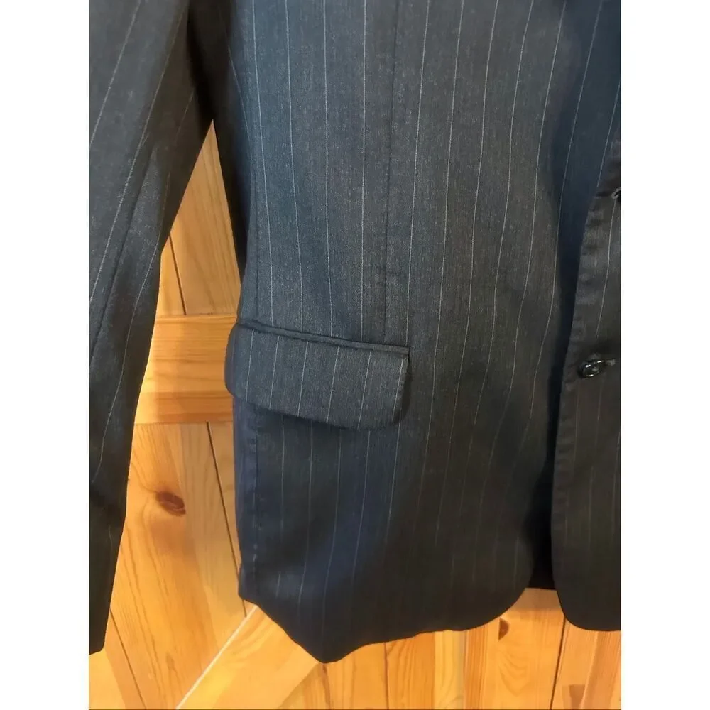 Jos A Bank Men’s Lined Charcoal Pinstripe100% Wool Blazer Suit Coat Size 44LG (5